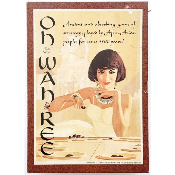 1962 Oh Wah Ree Mancala Style Pit and Stones Game 3M Vintage Complete GstRm - Picture 2 of 8